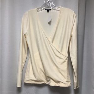 NWT Sm J Crew Mercantile cream velvet wrap top.